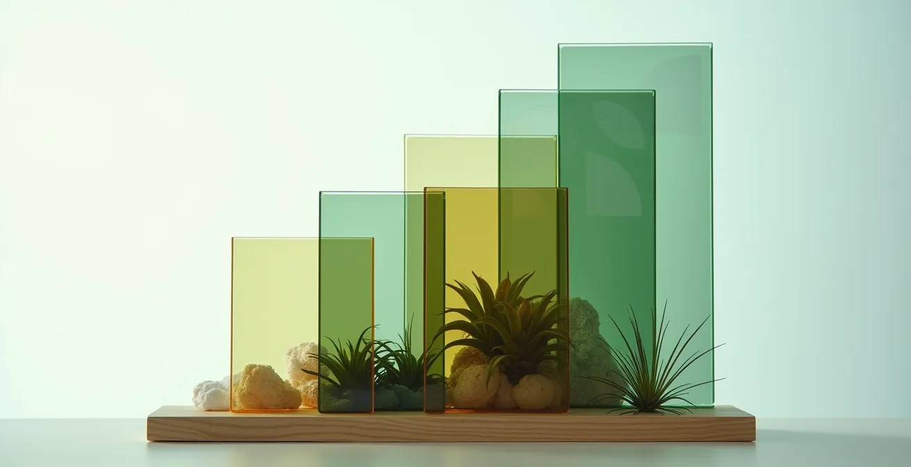 Abstract visualization of carbon emission metrics and scenario planning