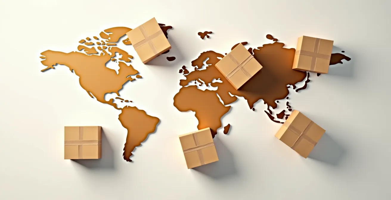 Abstract visualization of a global shipping and logistics network