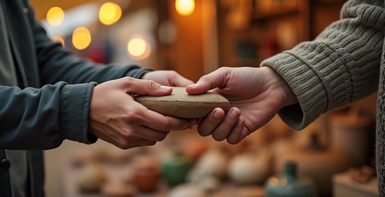 Local community event with business integration shown through atmospheric wide shot