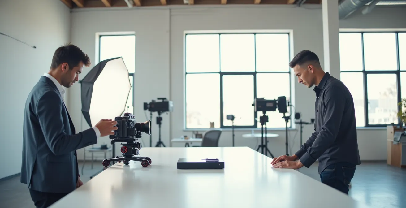Behind the scenes of a professional Kickstarter video production setup