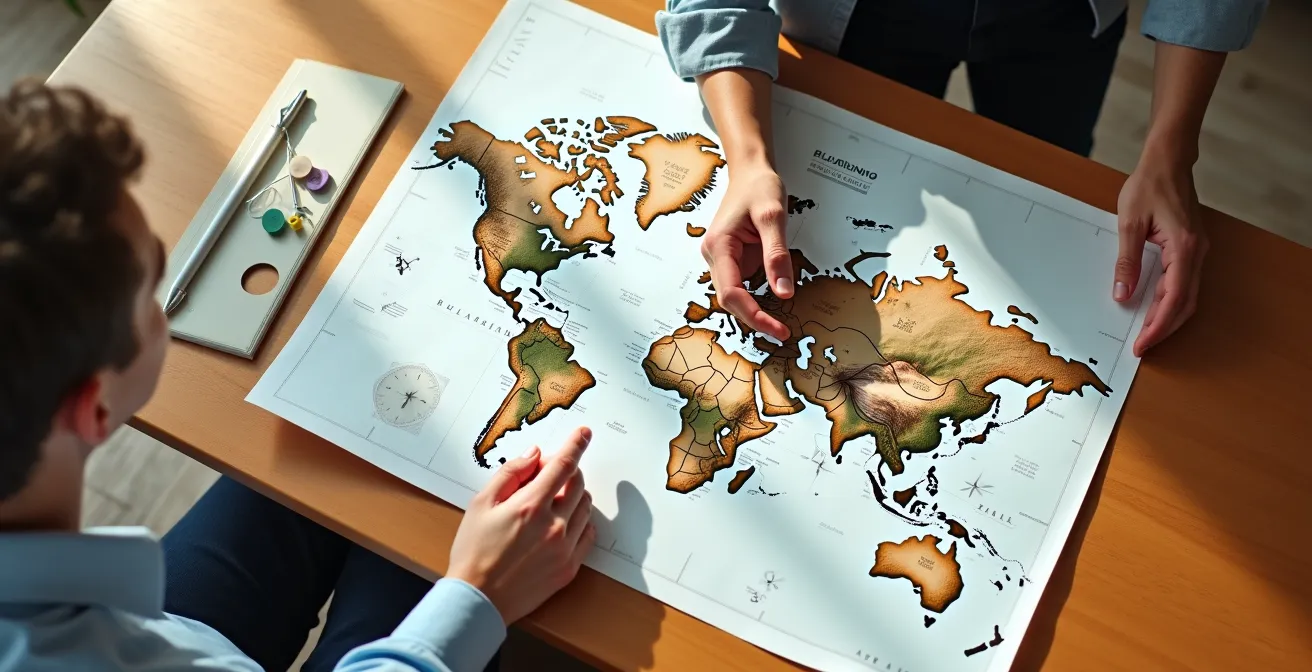 Abstract topographical business map showing expansion zones with data overlays