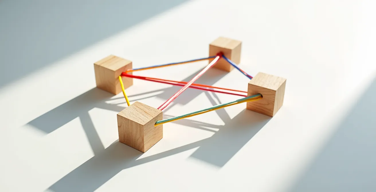 Abstract representation of a career lattice showing multiple interconnected pathways for growth